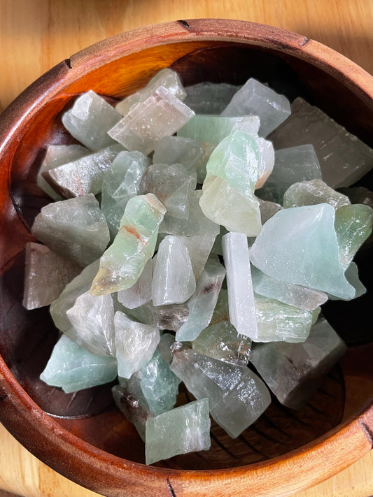 Green Calcite, chunks, polished